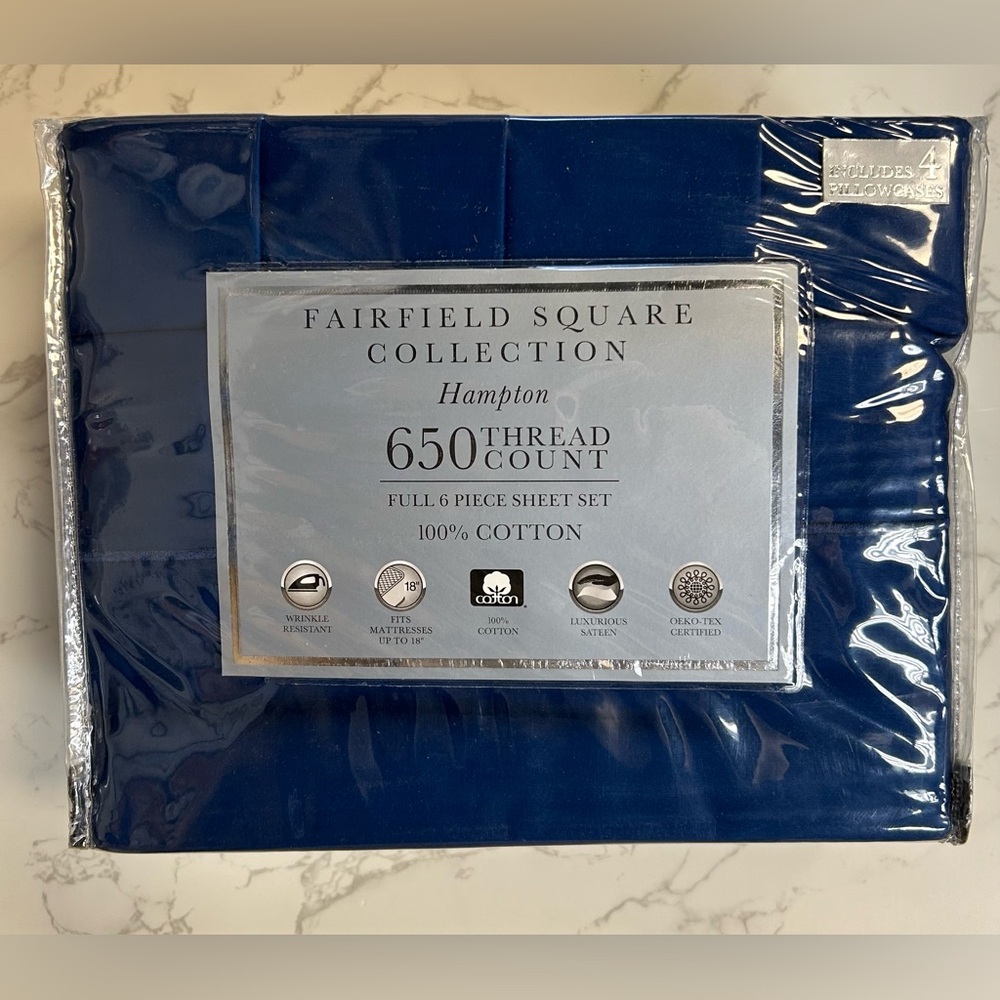 Fairfield Square Collection Hampton 650 Thread Count 6 PC Full Size